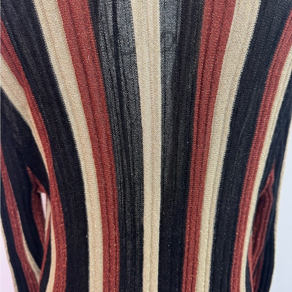 NWT INC Striped Black Orange Metallic Duster Cardigan, Sz M - Picture 5 of 6